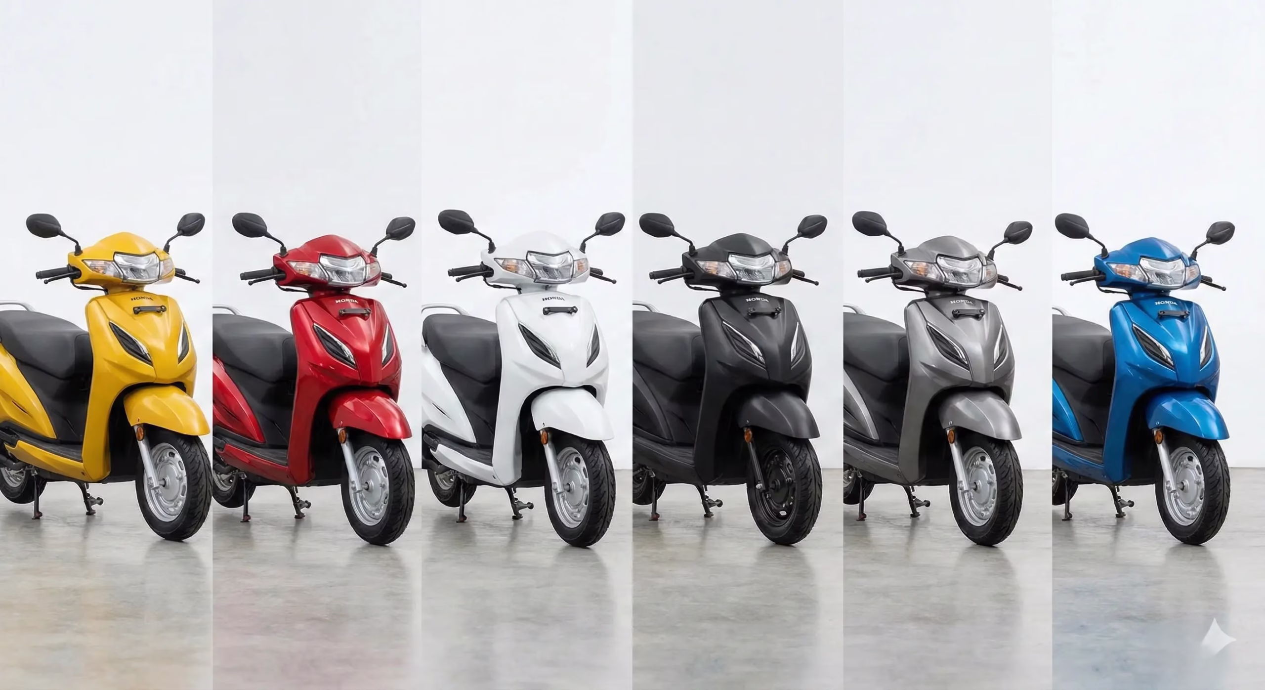 all available colors of honda activa 6g including anniversary editions.