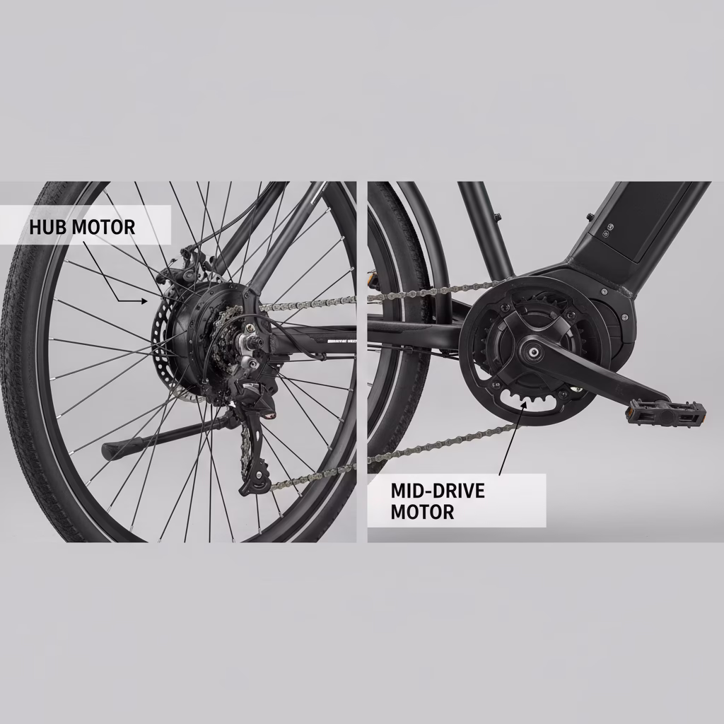 comparison of electric bike hub motor vs mid drive motor placement