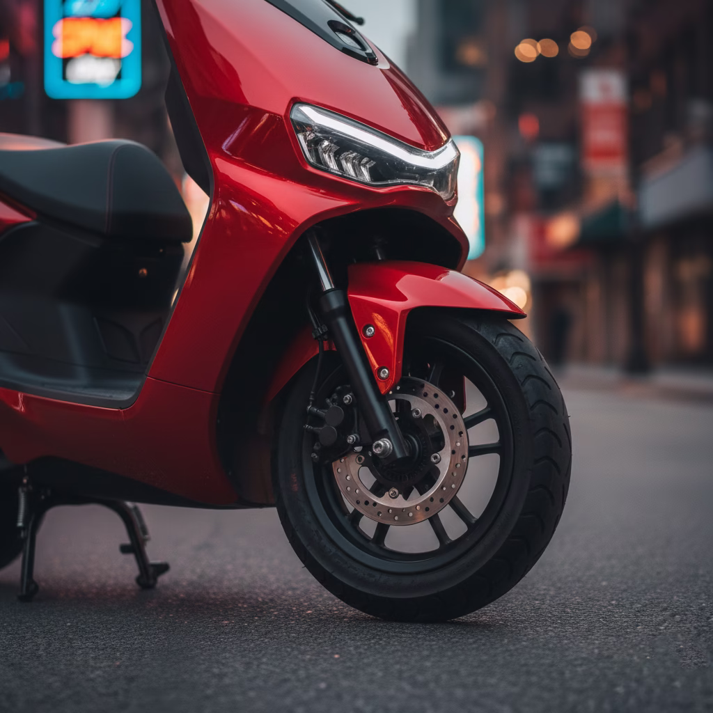 metro m6 front disc brake and tubeless tire for safety