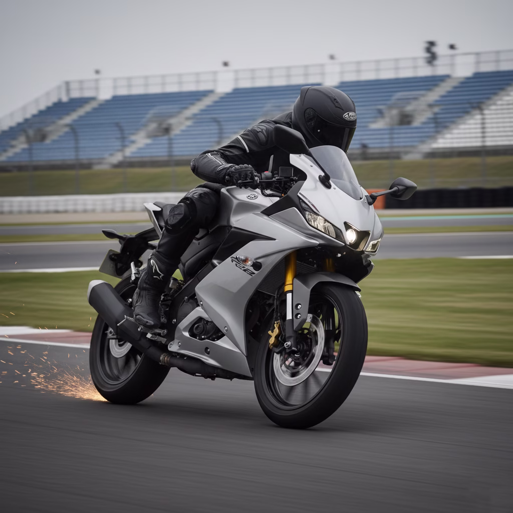 yamaha r15m cornering performance on track