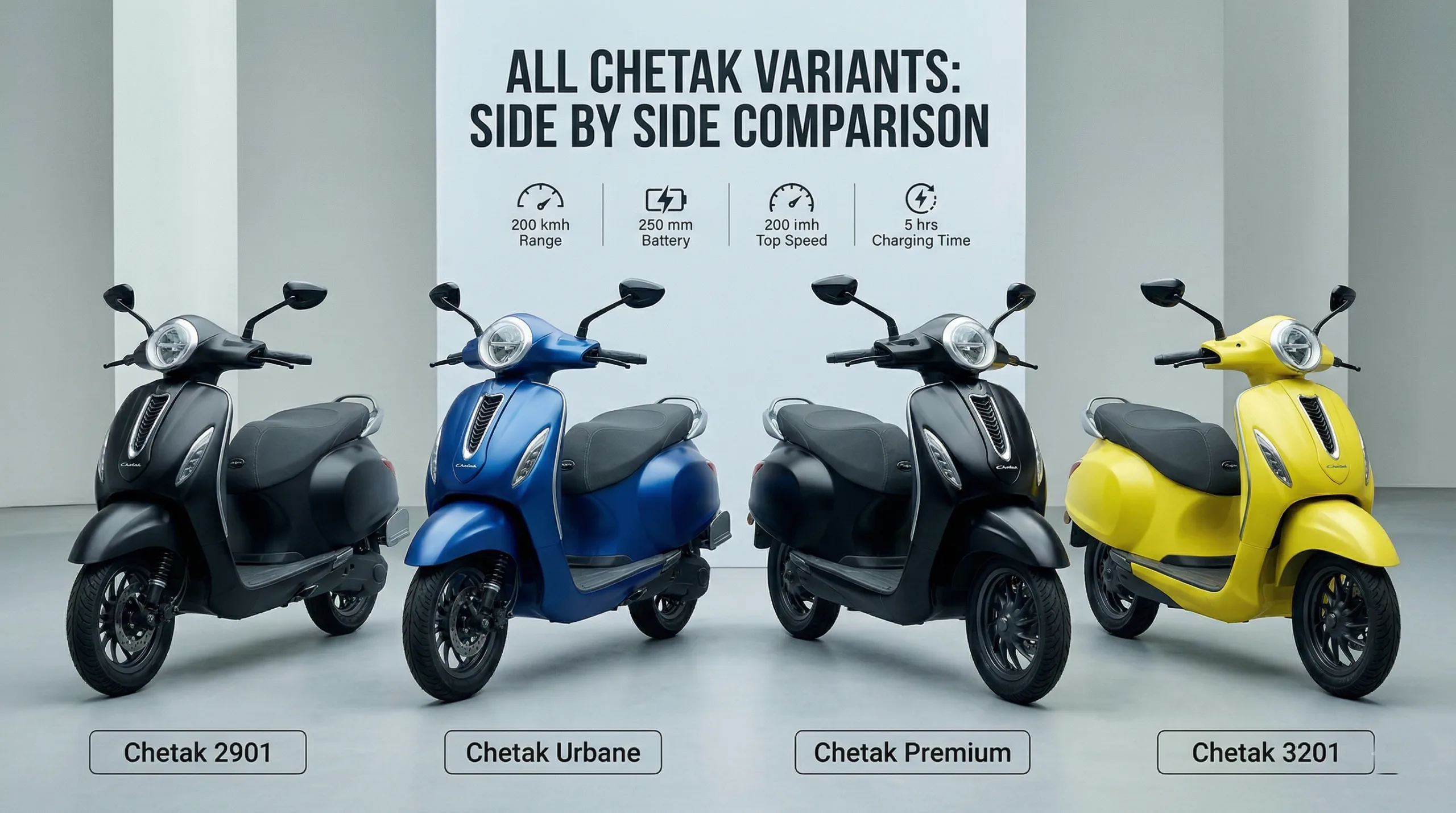 Bajaj Chetak all variants C2501 3001 3503 3502 3501 price comparison 2026
