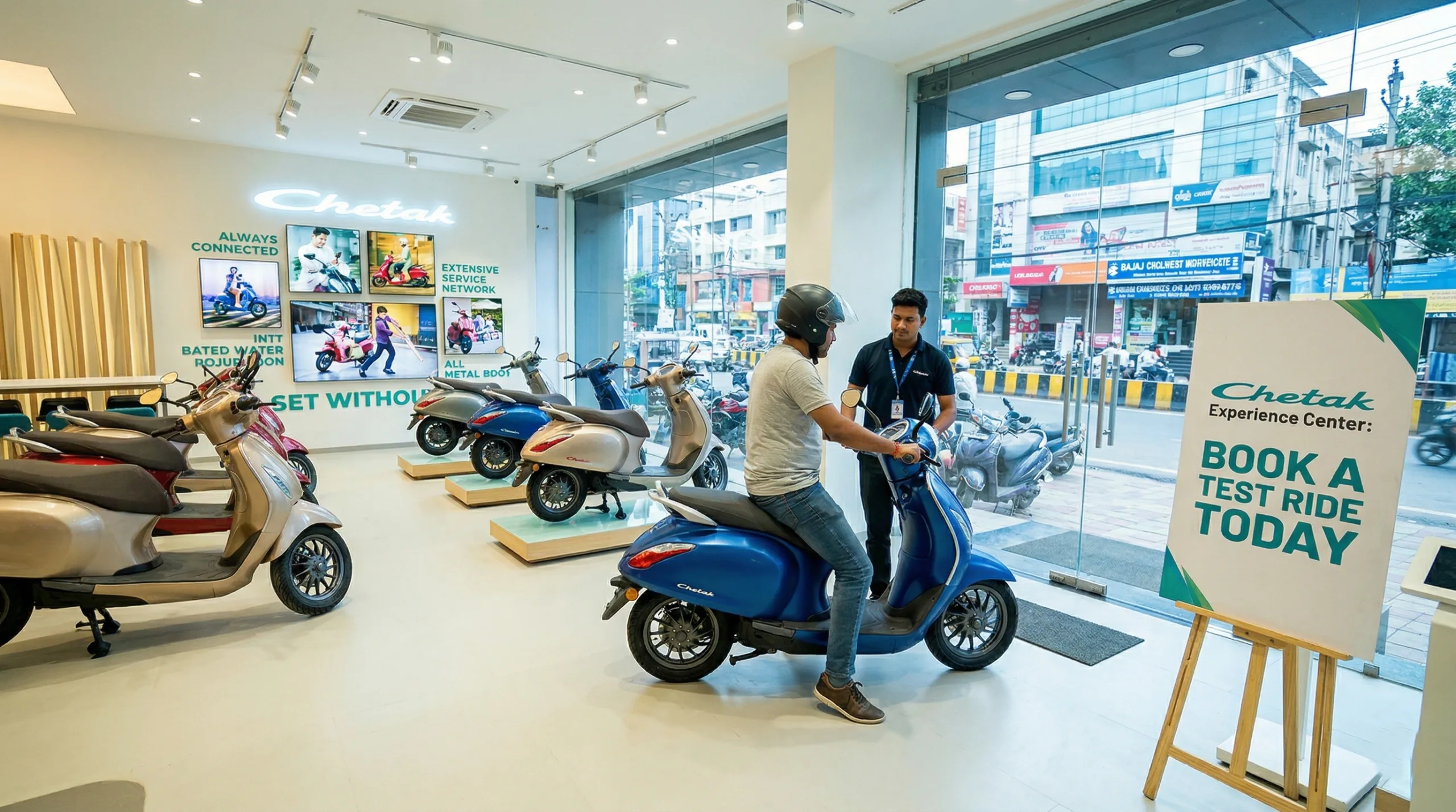 Chetak electric scooter showroom test ride India 2026