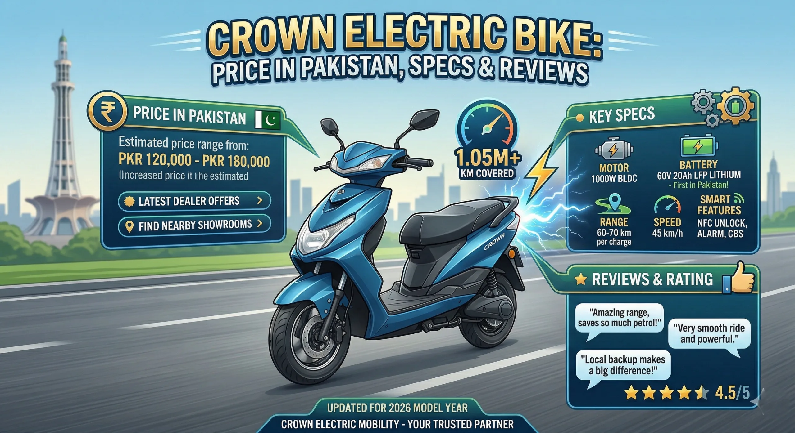 Crown electric bike price in Pakistan 2026 lineup