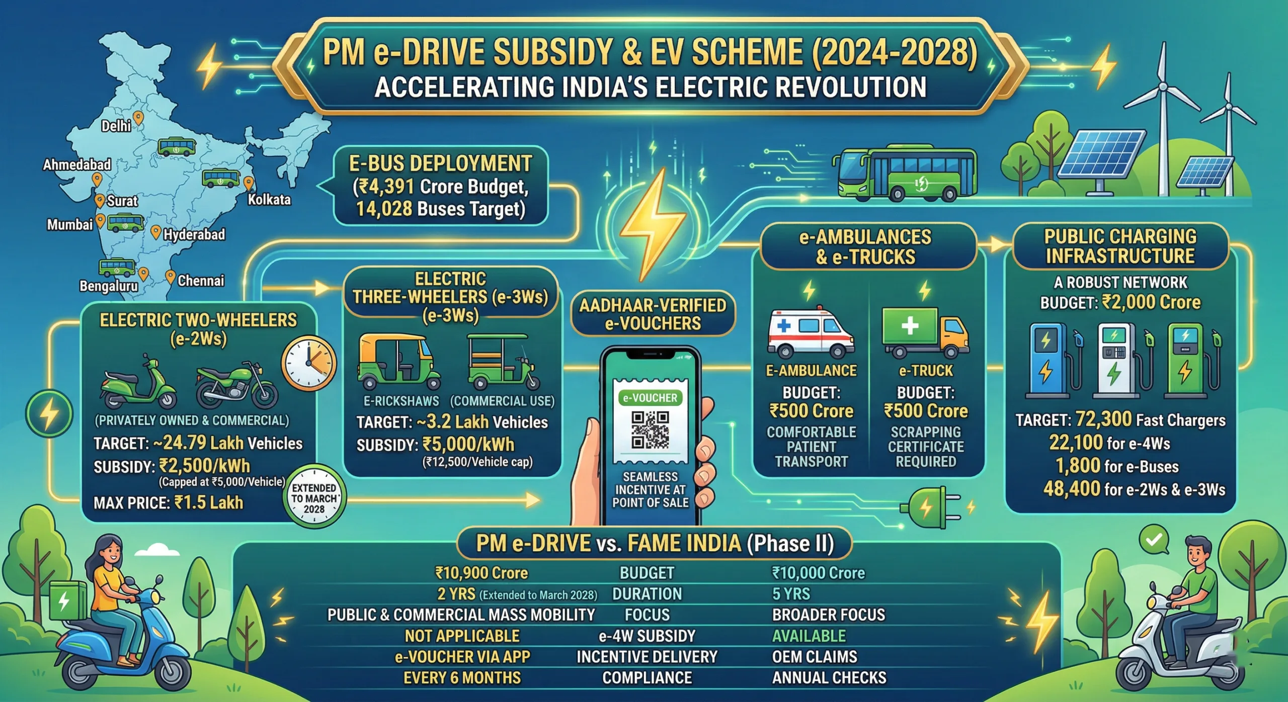 PM e-Drive subsidy FAME II electric scooter India Chetak eligible