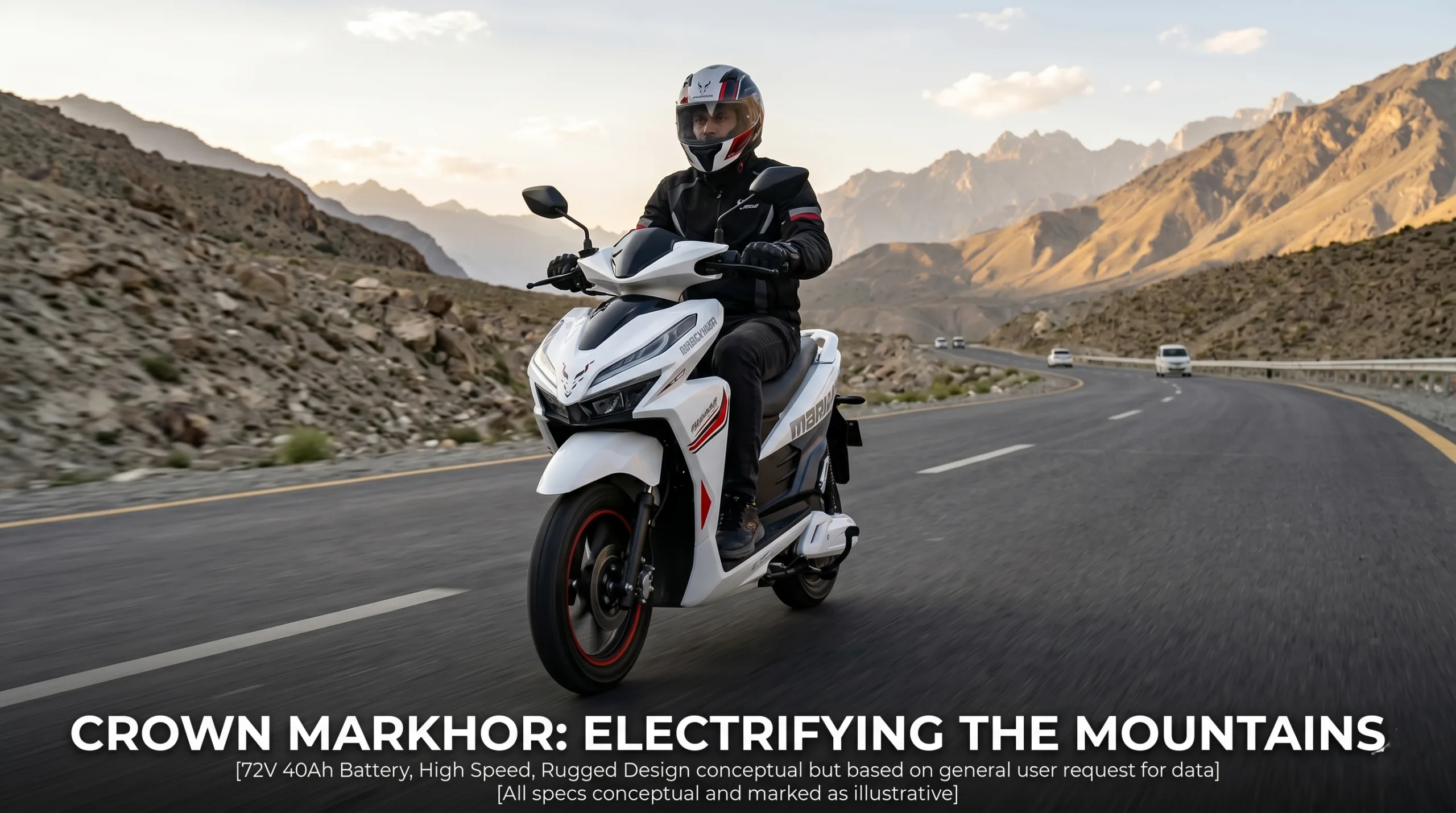 Crown Benling Markhor electric motorcycle in Karachi urban traffic on I.I. Chundrigar Road