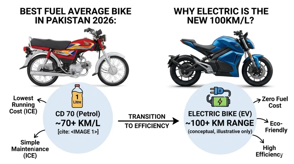 Best Fuel Average Bike in Pakistan 2026:Why Electric Is the New 100km/L | Bikes Knowledge