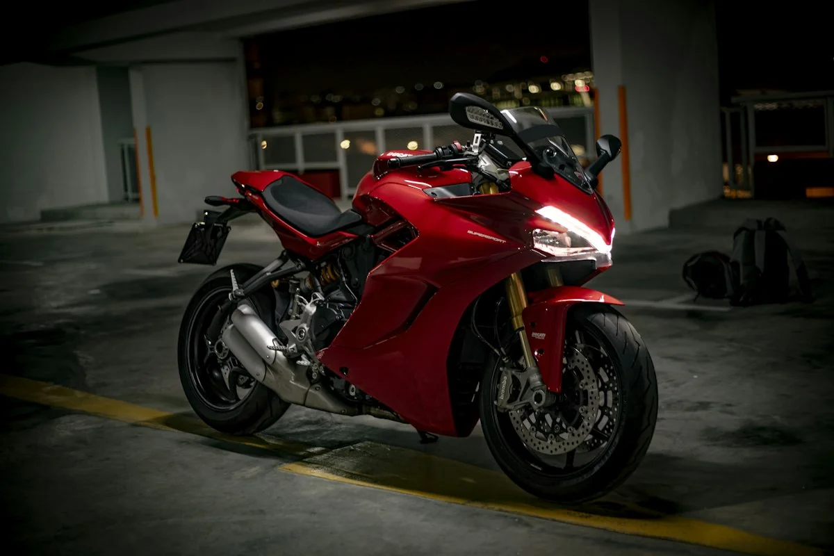 Motorcycle Action Camera Chin Mounted on Helmet on High Speed Highway