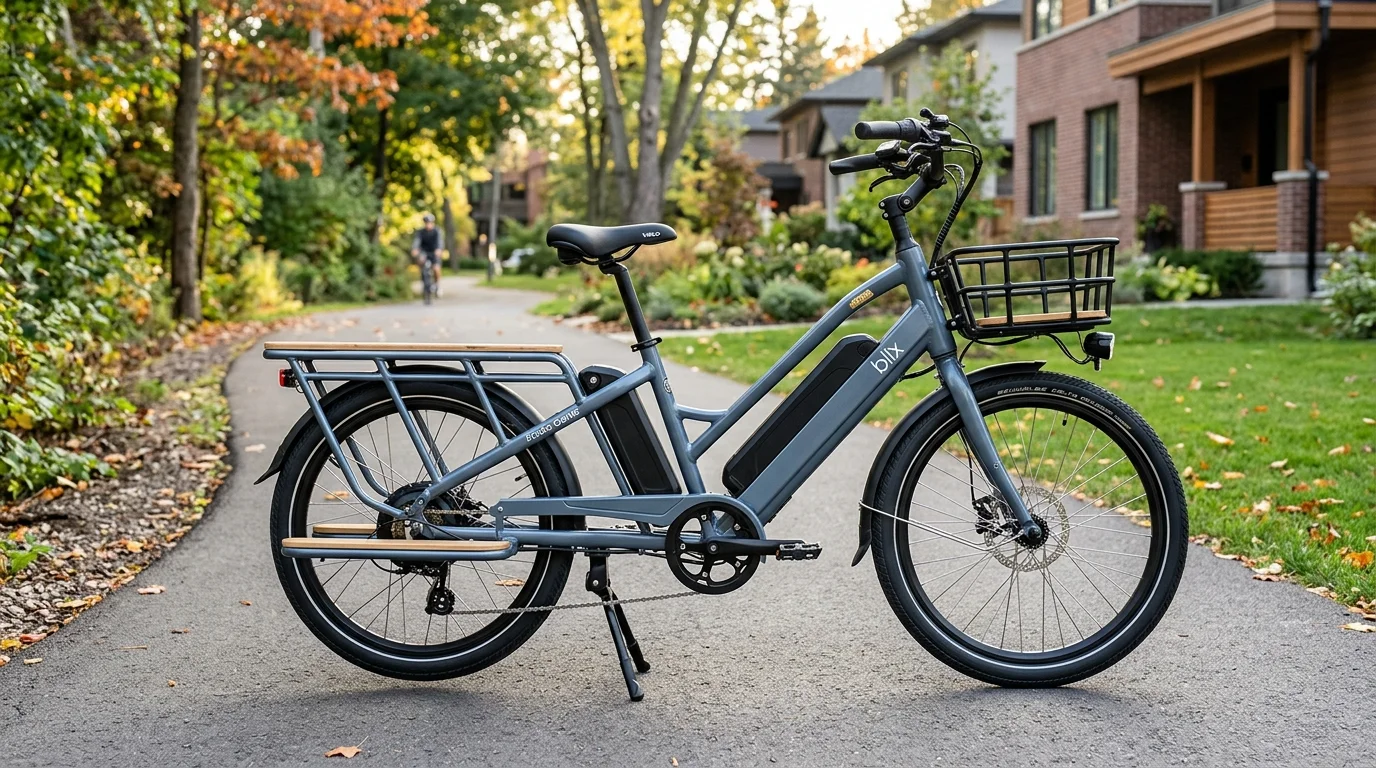 Blix Packa Genie compact electric cargo bike with dual batteries, 24-inch wheels, and modular front and rear racks