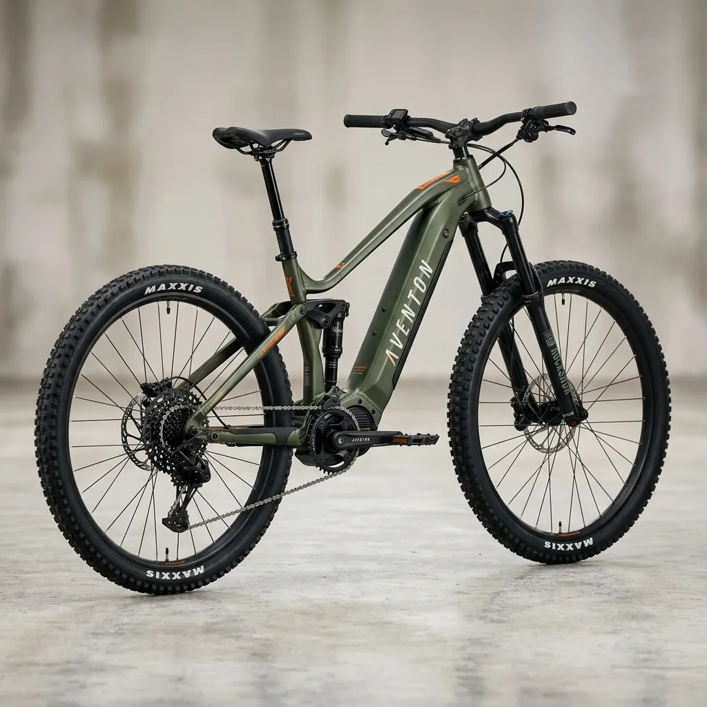 Electric commuter bike riding through wet city street with water spray and sealed motor hub