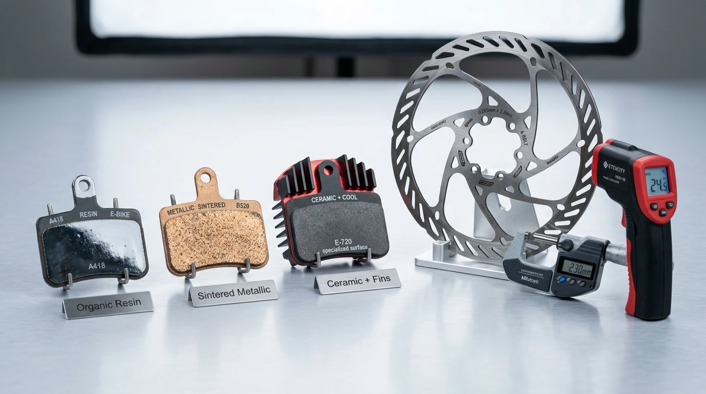 E-Bike Brake Pad Glaze & Downhill Heat Fade: Sintered Metallic vs Resin vs Ceramic Telemetry