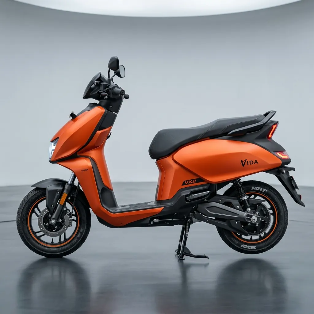 Hero Vida VX2 electric scooter showing modular dual battery compartment and modern LED styling
