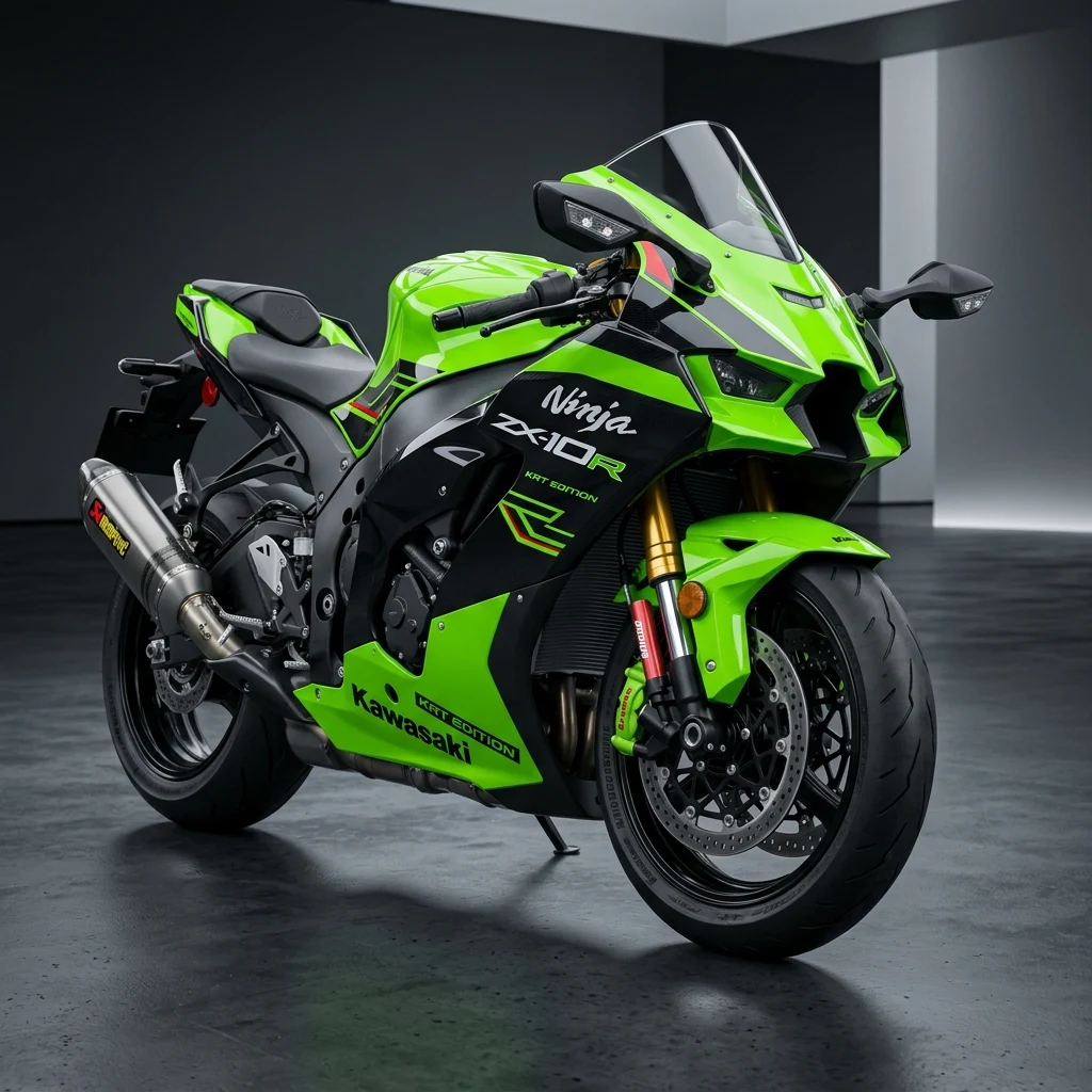 Kawasaki Ninja ZX-10R KRT Edition Lime Green Superbike Studio Shot