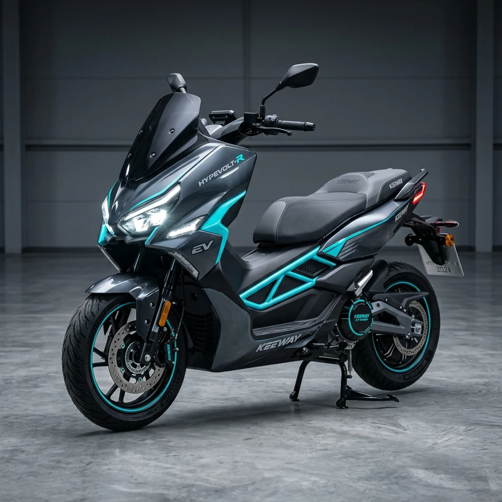 Keeway HypeVolt-R Electric Maxi-Scooter Metallic Grey Studio Shot