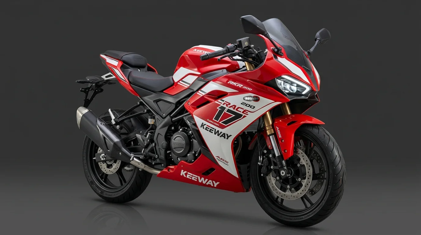 Keeway RKR 200 Red and White Full-Faired Sportbike Studio Shot