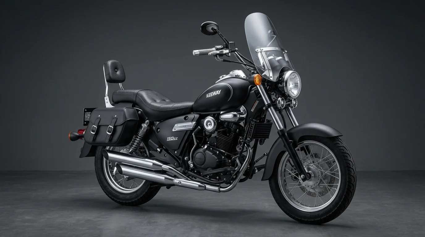 Keeway Superlight 150 Matte Black Cruiser with Windshield and Saddlebags