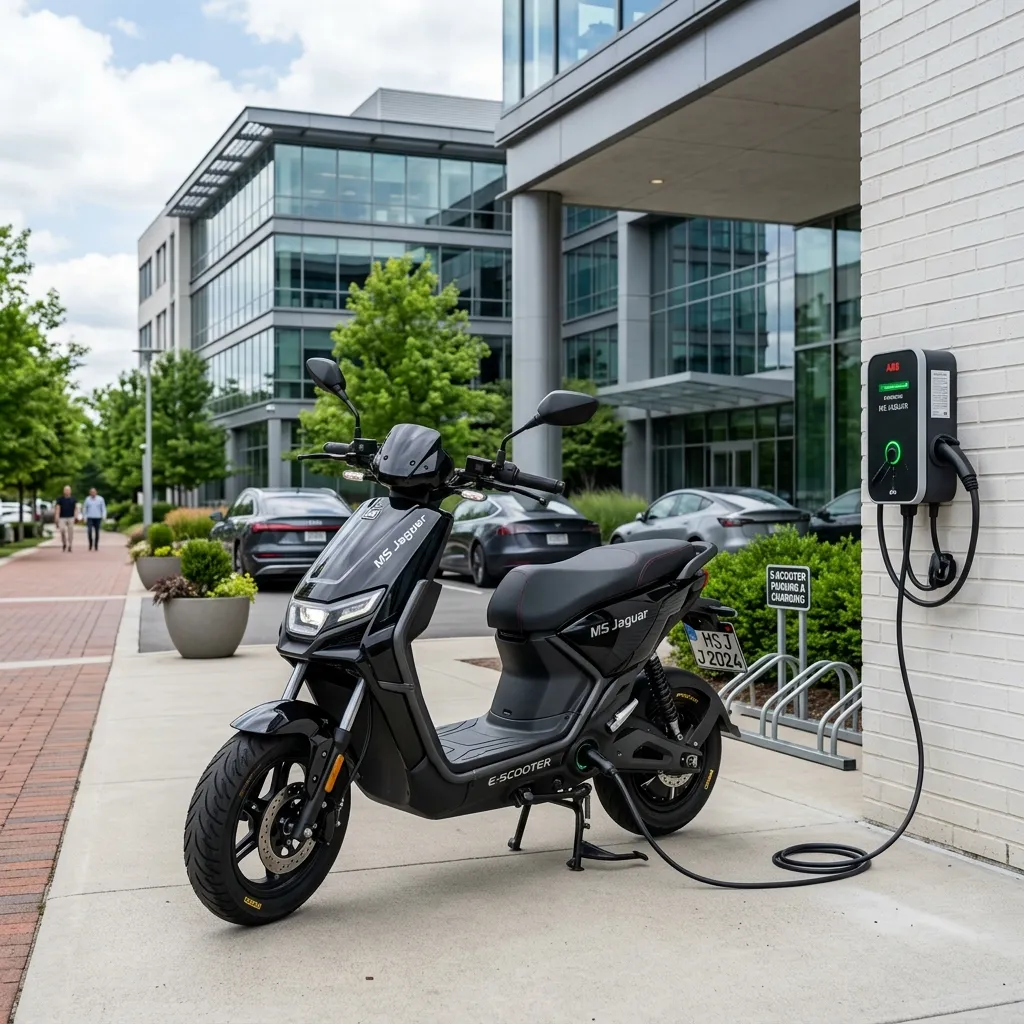 MS Jaguar Electric Scooter in blue color, right-facing side profile view