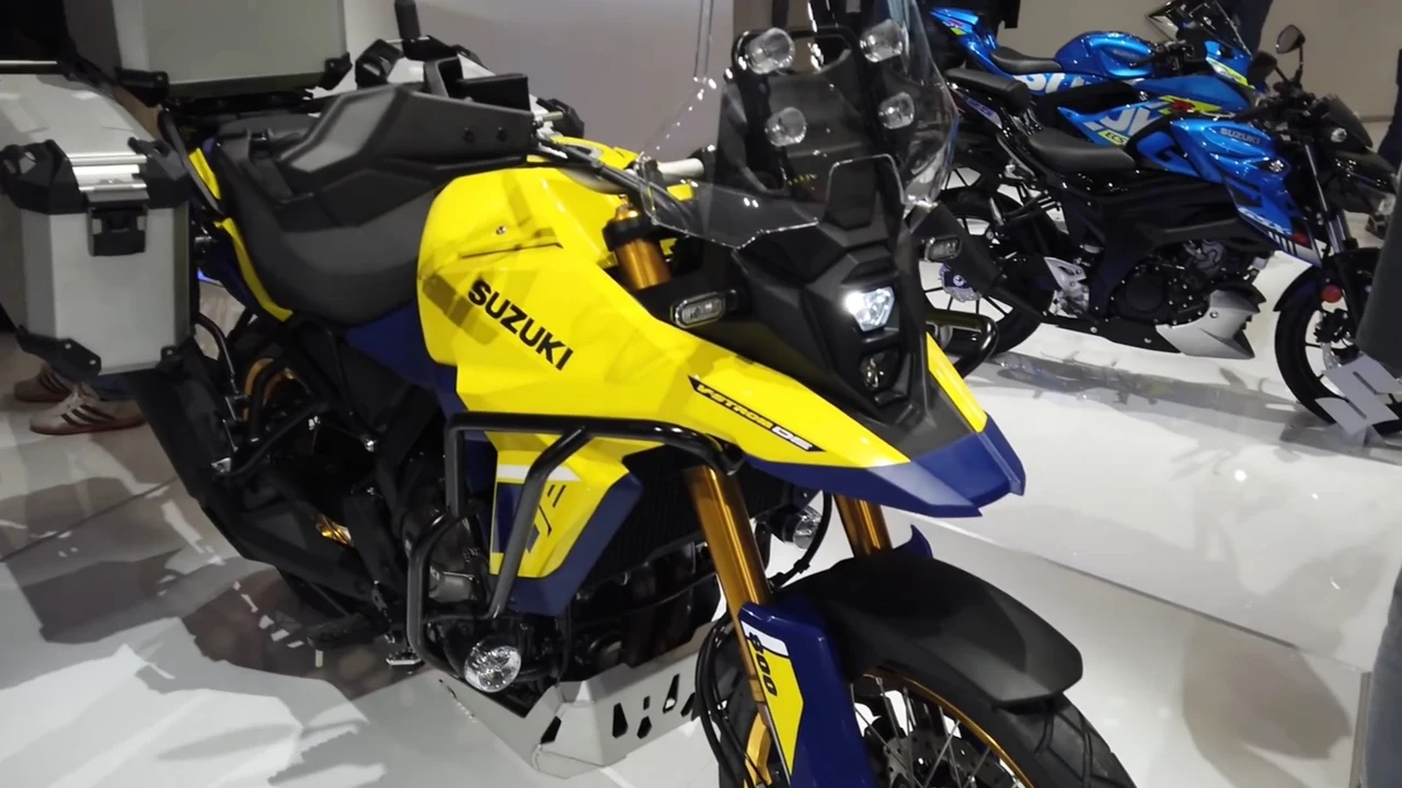Suzuki V-Strom 800DE Champion Yellow Dakar Adventure Motorcycle Exhibition Profile