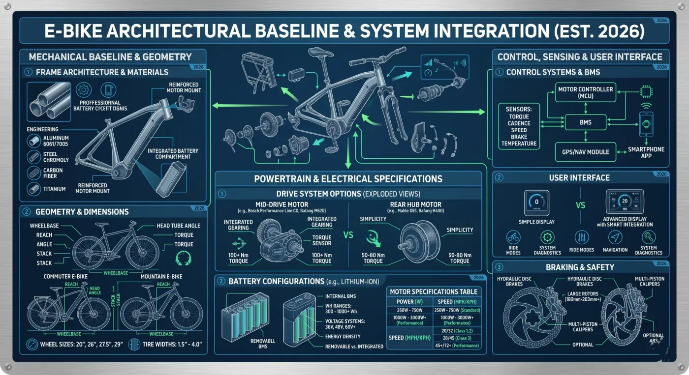 Electric bike mounted on heavy-duty car hitch rack showing frame weight distribution and battery integration