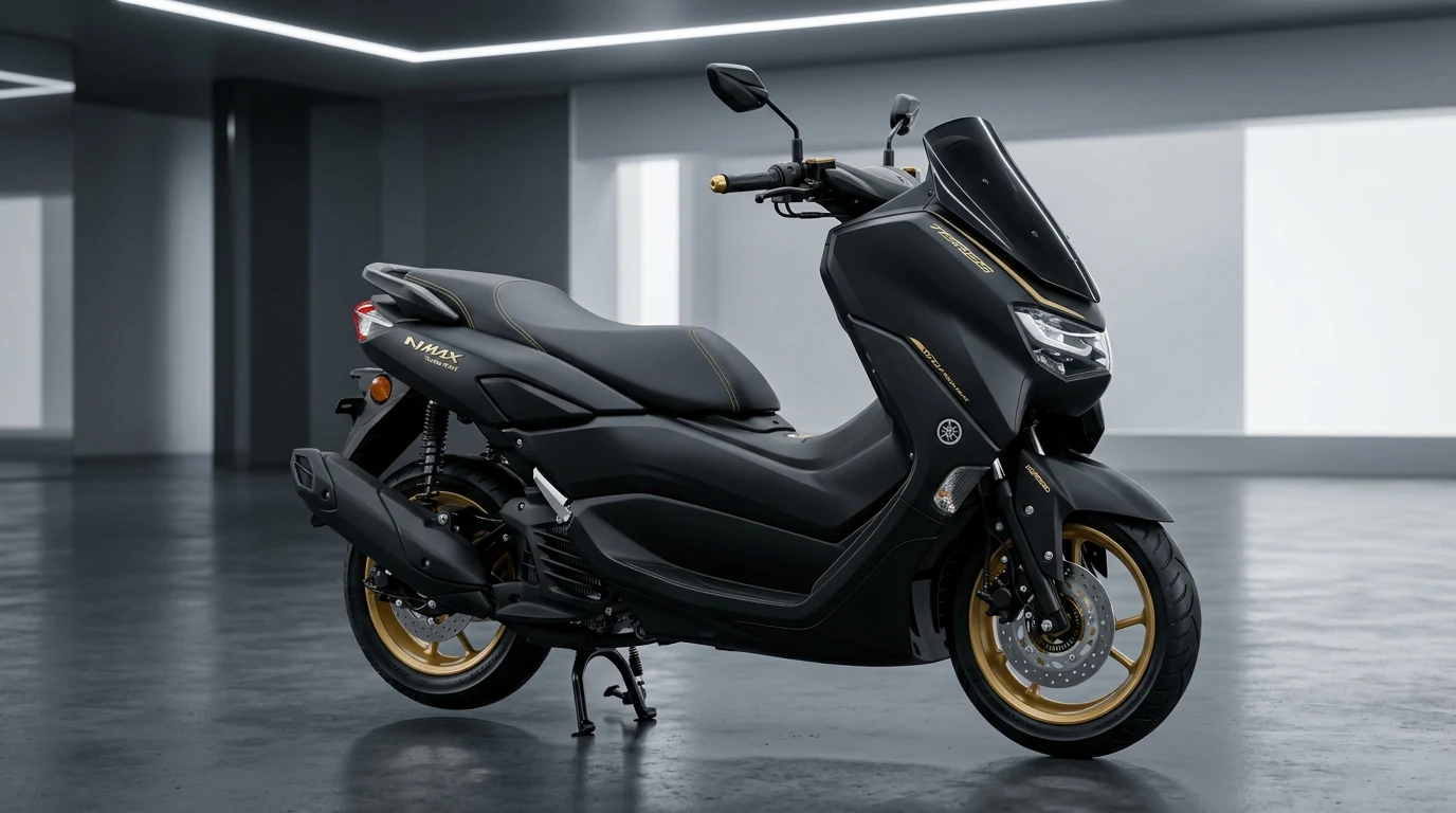 Yamaha NMAX Turbo Tech MAX Dark Matte Magma Black Maxi Scooter Studio Shot