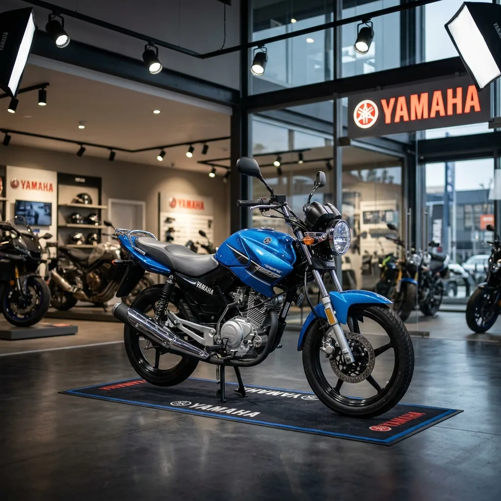 Yamaha YBR 125 Standard in blue color, right-facing side profile view