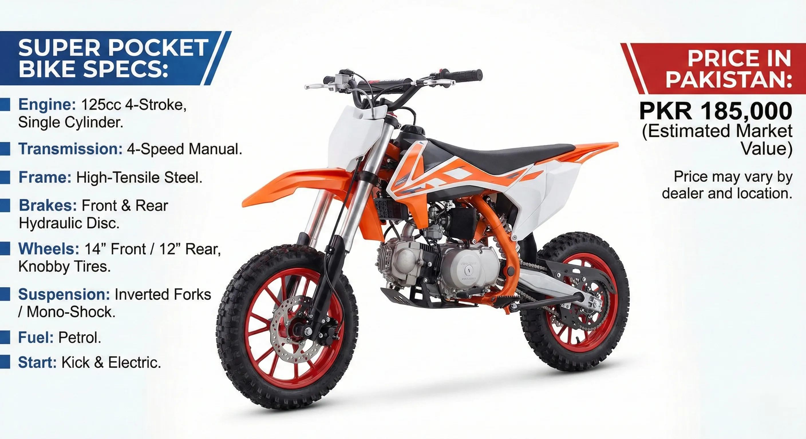 Super Pocket Bike in blue color, right-facing side profile view