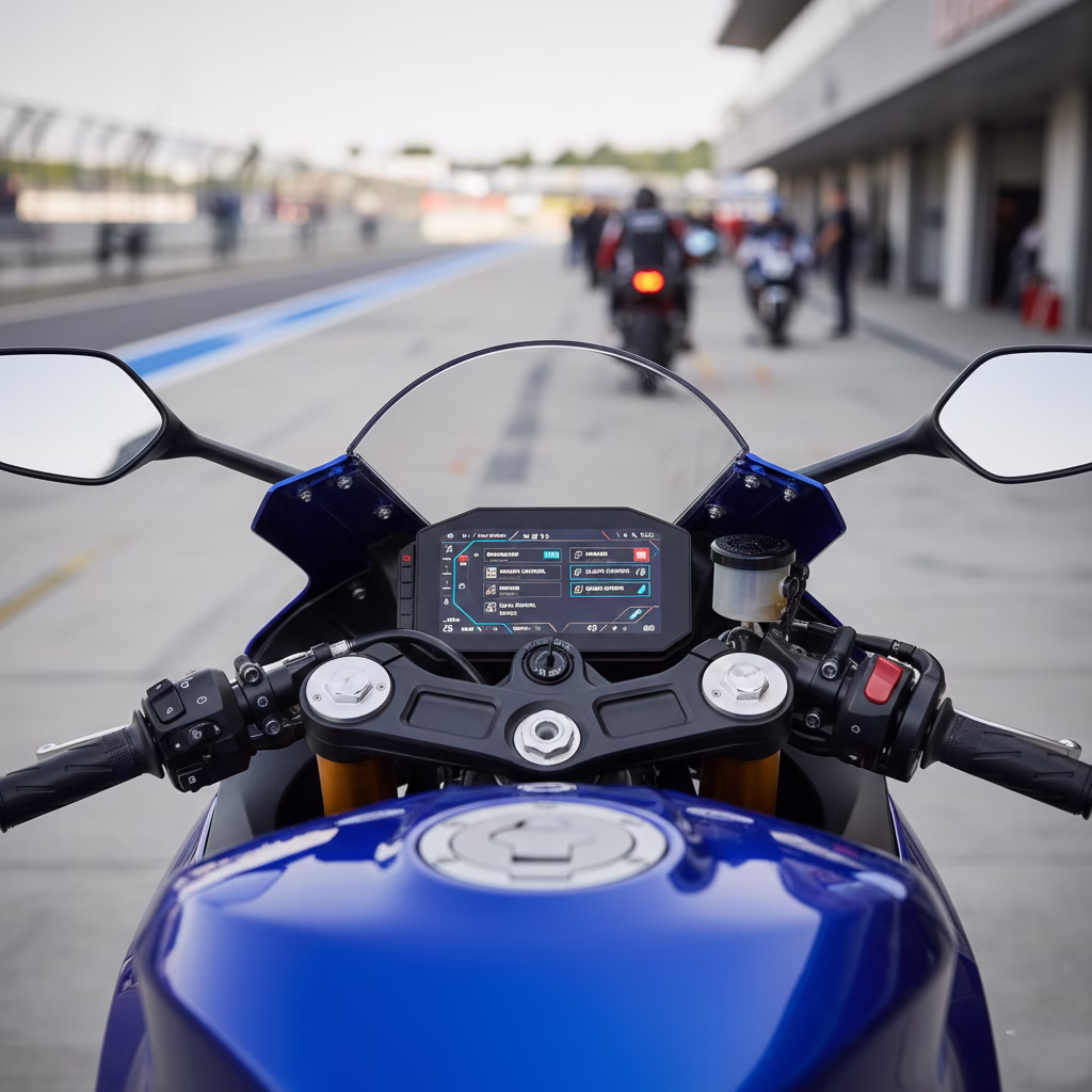 Yamaha YZF-R1 Review 2026: Specs, Top Speed & Price yamaha r1 digital tft dashboard and handlebar controls