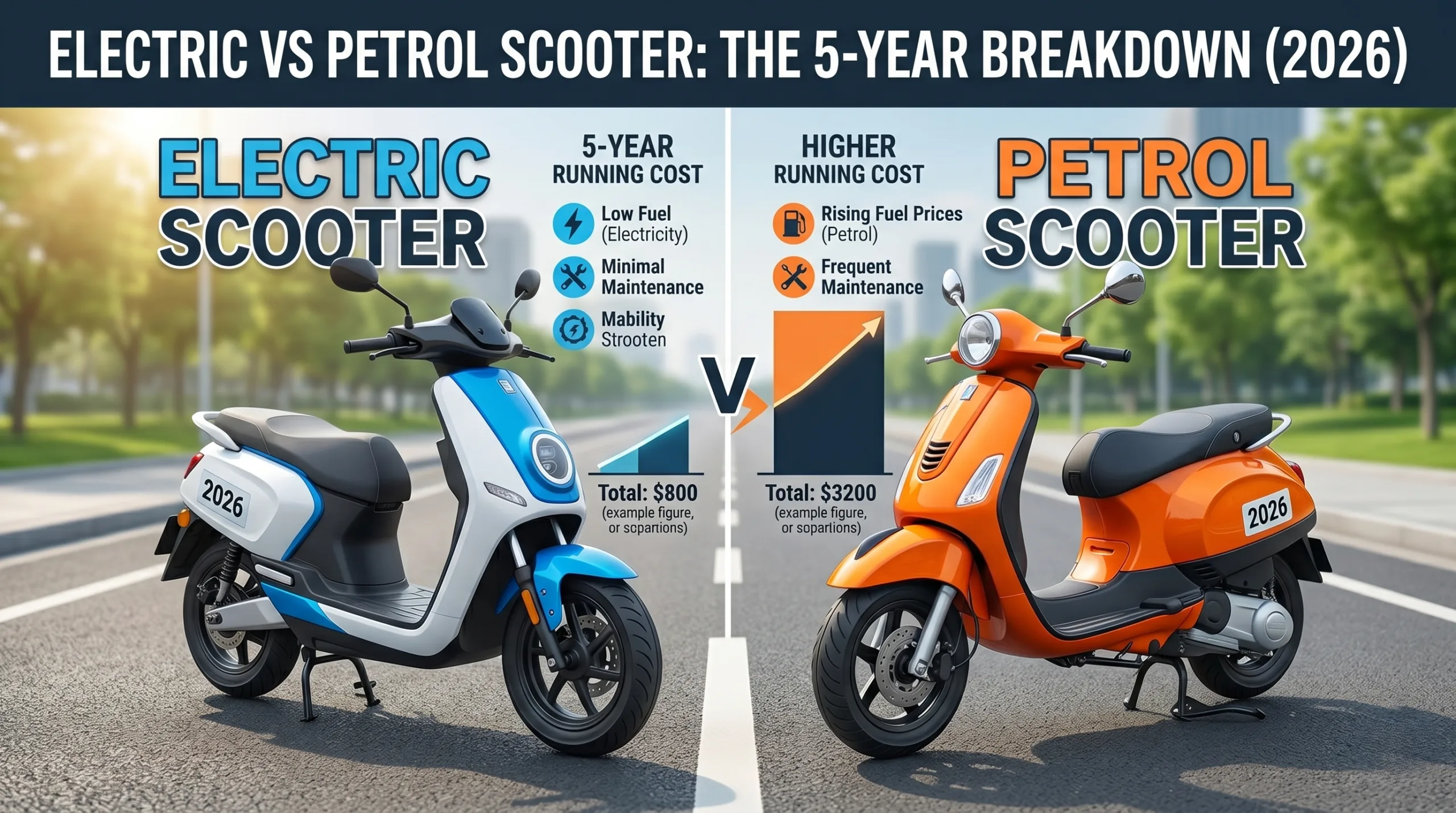 Electric vs Petrol Scooter Running Cost in 2026 A 5 Year Breakdown scaled png