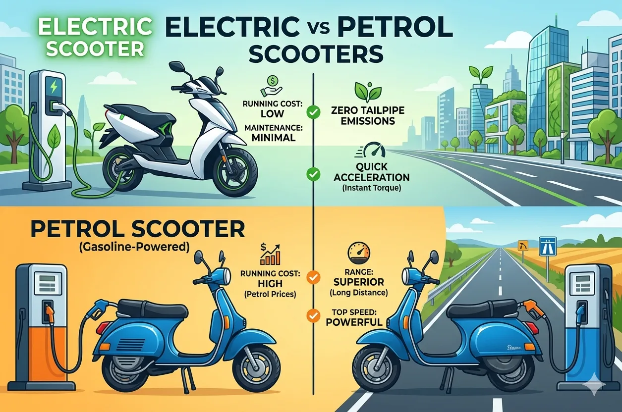 Electric vs Petrol Scooters image png