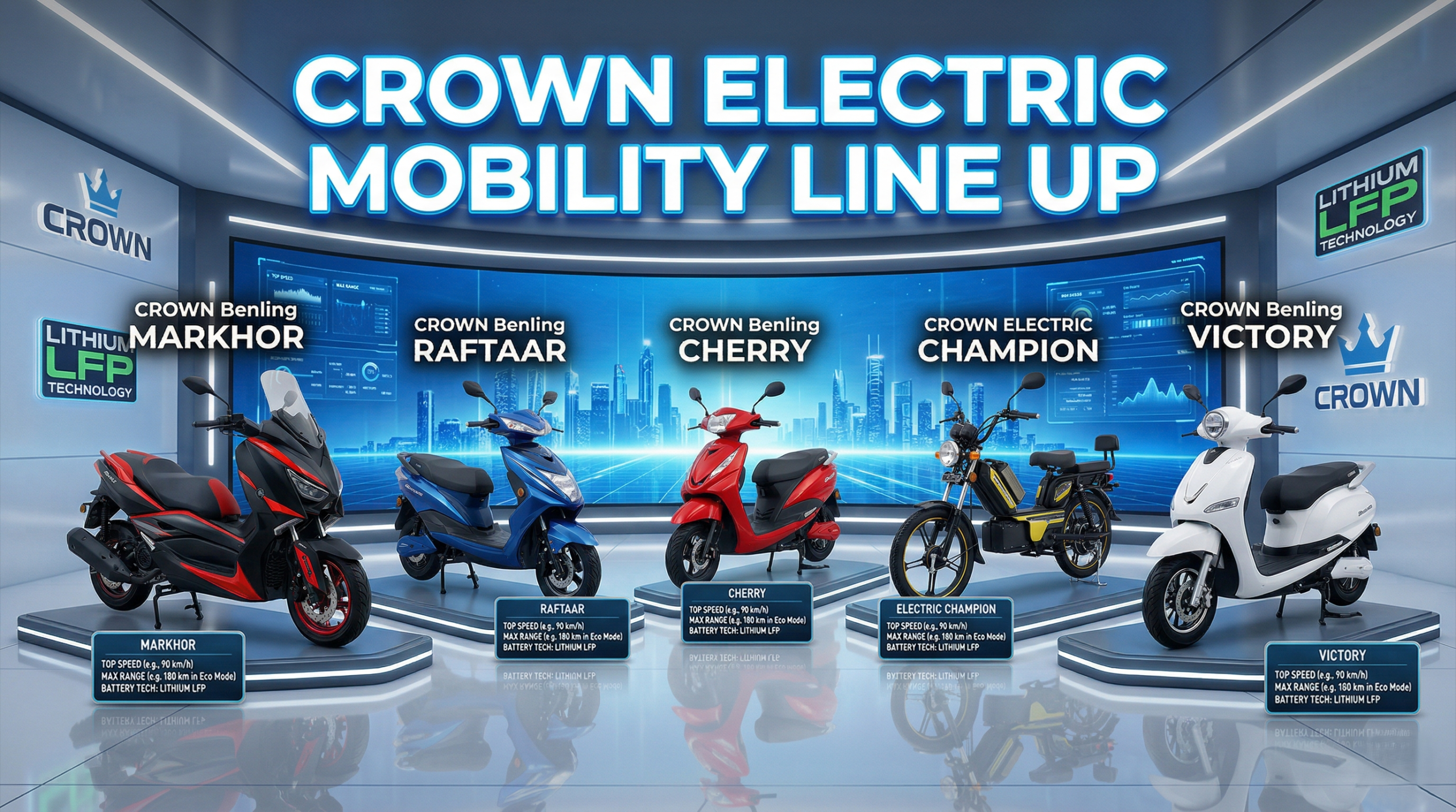 Crown Electric Scooty for Students Pakistan 2026 lineup