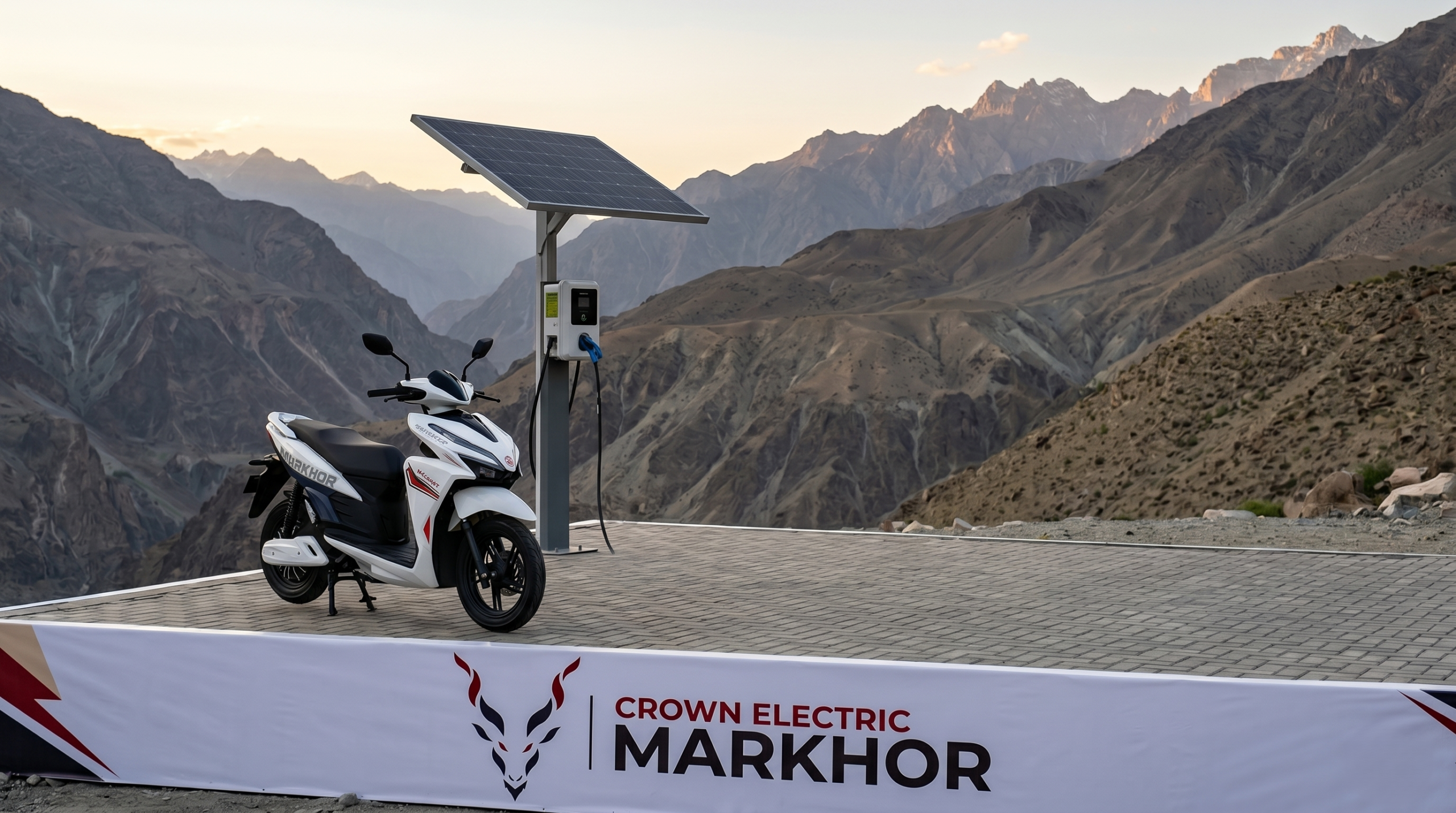 Crown EV Markhor electric motorcycle Pakistan 2026 — 3000W brushless motor, 72V 40Ah LiFePO4 battery, CBS braking, PKR 380,000